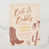 Laarzen en Bubble Vrijgezellenfeest Folie Uitnodiging (Voorkant)