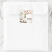 Laarzen en Bubble Western Bruid Wild West Country Vierkante Sticker (Tas)