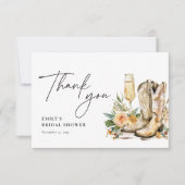 Laarzen en Bubble Western Vrijgezellenfeest Bedankkaart (Voorkant)