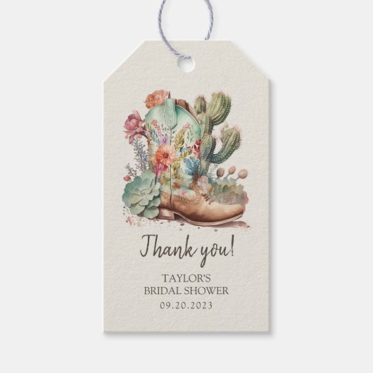 Laarzen en Bubble Western Vrijgezellenfeest Cadeaulabel (Voorkant)