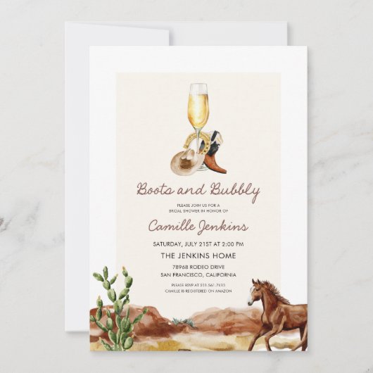 Laarzen en Bubble Western Vrijgezellenfeest Kaart (Voorkant)