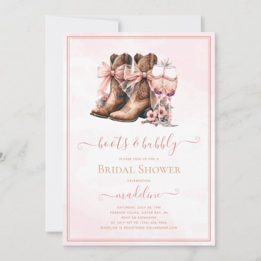 Laarzen en Bubble Western Vrijgezellenfeest Kaart (Voorkant)