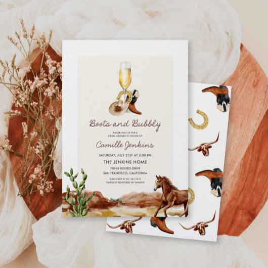 Laarzen en Bubble Western Vrijgezellenfeest Kaart