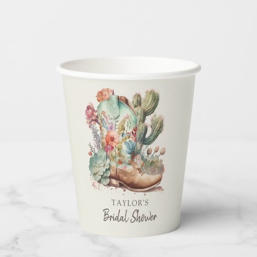 Laarzen en Bubble Western Vrijgezellenfeest Papieren Bekers (Achterkant)