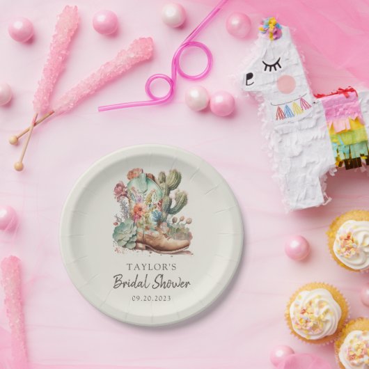 Laarzen en Bubble Western Vrijgezellenfeest Papieren Bordje (Feest)