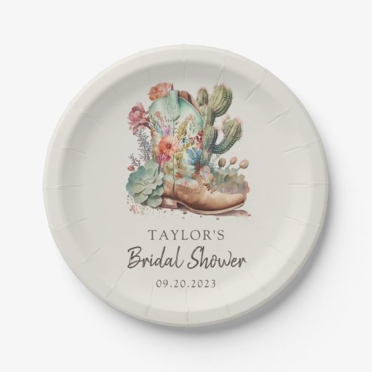 Laarzen en Bubble Western Vrijgezellenfeest Papieren Bordje (Voorkant)