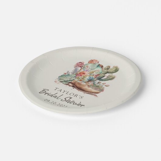 Laarzen en Bubble Western Vrijgezellenfeest Papieren Bordje (Gekanteld)