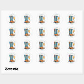 Laarzen en Bubble Westerne Hand getrokken Ronde Sticker (Vel)