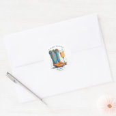 Laarzen en Bubble Westerne Hand getrokken Ronde Sticker (Envelop)