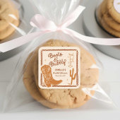 Laarzen en Bubble Westerne Hand getrokken Vierkante Sticker