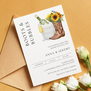 Laarzen en Bubbles Koppel Bruiloft Modern Minimali Kaart