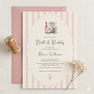 Laarzen en Bubbles Landelijke Chic Bruiloft Feest Kaart