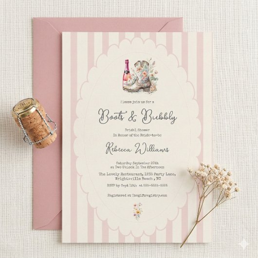 Laarzen en Bubbles Landelijke Chic Bruiloft Feest Kaart