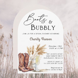 Laarzen en Bubbly Boho Pampas Grass Vrijgezellenfe Kaart