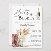 Laarzen en Bubbly Boho Pampas Grass Vrijgezellenfe Kaart (Voorkant)