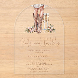 Laarzen en Bubbly Country Vrijgezellenfeest Acryl Uitnodigingen