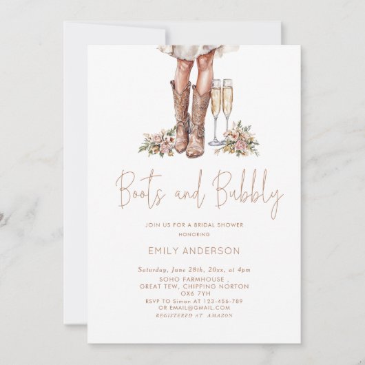 Laarzen en Bubbly Country Vrijgezellenfeest Kaart (Voorkant)