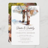 Laarzen en Bubbly Cowgirl Bridal Shower Uitnodigin Kaart (Voorkant / Achterkant)