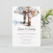 Laarzen en Bubbly Cowgirl Bridal Shower Uitnodigin Kaart (Staand voorkant)