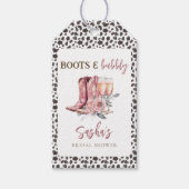 Laarzen en Bubbly Elegant Roze Vrijgezellenfeest Cadeaulabel (Voorkant)