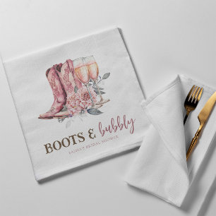 Laarzen en Bubbly Elegant Roze Vrijgezellenfeest Servet