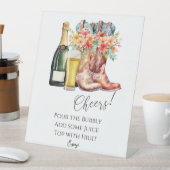 Laarzen en Bubbly Mimosa Bar Sign Reclamebord Met Voetstuk (Insitu)