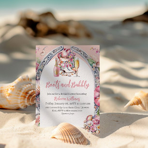 Laarzen en Bubbly Pink Beach Western Vrijgezellenf Kaart