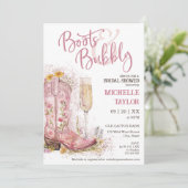 Laarzen en Bubbly Pink Floral Western Wild West Kaart (Staand voorkant)