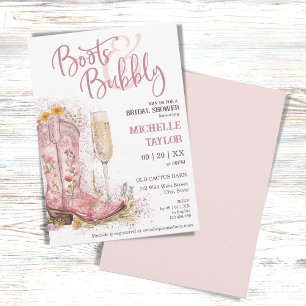 Laarzen en Bubbly Pink Floral Western Wild West Kaart