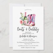 Laarzen en Bubbly Pink Vrijgezellenfeest Kaart (Voorkant)