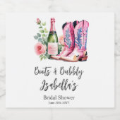 Laarzen en Bubbly Pink Vrijgezellenfeest Sparkling Wijnetiket (Enkel label)
