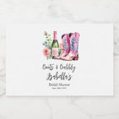 Laarzen en Bubbly Pink Vrijgezellenfeest Sparkling Wijnetiket (Enkel label)