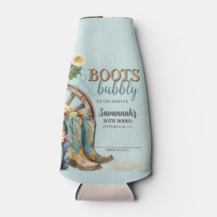 Laarzen en Bubbly Rodeo Cowgirl Blauwgroen Blue Bi Flesjeskoeler