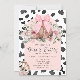 Laarzen en Bubbly Roze Koe Patroon Vrijgezellenfee Kaart