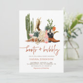 Laarzen en Bubbly Rustiek Western Vrijgezellenfees Kaart (Staand voorkant)