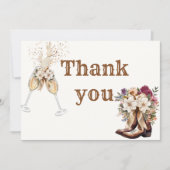 Laarzen en Bubbly Vrijgezellenfeest bedankpas Aankondiging (Voorkant)