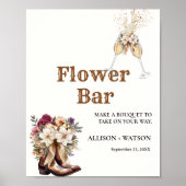 Laarzen en Bubbly vrijgezellenfeest bloembalk teke Poster (Voorkant)