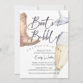 Laarzen en Bubbly Vrijgezellenfeest Champagneglas Kaart (Voorkant)