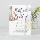 Laarzen en Bubbly Vrijgezellenfeest Champagneglas Kaart (Staand voorkant)