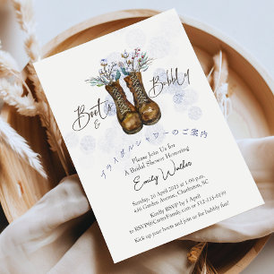 Laarzen en Bubbly Vrijgezellenfeest Winter Blue Fl Kaart