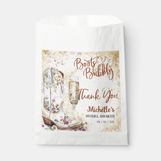Laarzen en Bubbly Western land Dank u Bedankzakje (Voorkant)