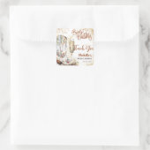 Laarzen en Bubbly Western land Dank u Vierkante Sticker (Tas)