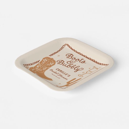 Laarzen en Bubbly Whimsical Hand getrokken Papieren Bordje (Gebogen)