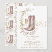 Laarzen en Bubbly Wildflower Vrijgezellenfeest Kaart (Voorkant / Achterkant)