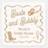 Laarzen en Bubby Bruidsjurk Shower Vierkante Sticker (Voorkant)