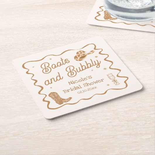 Laarzen en Bubby Bruiloftsfeestje Kartonnen Onderzetters (Schuin)