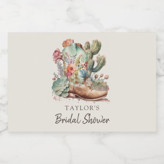 Laarzen en Bublly Western Vrijgezellenfeest Sparkling Wijnetiket (Enkel label)