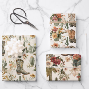 Laarzen en cactus inpakpapier vel