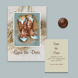 Laarzen en gedroogde bloemen save the date