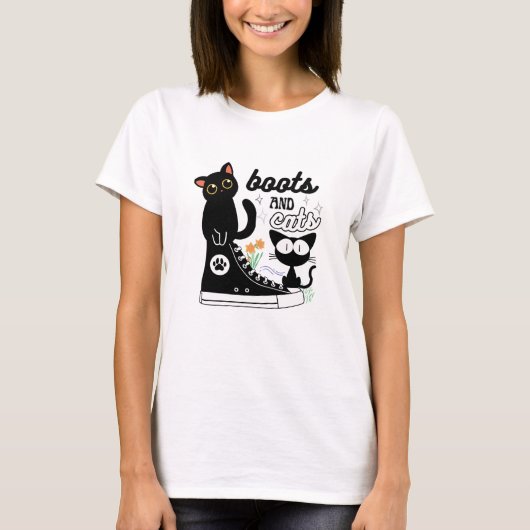 laarzen en katten T-Shirt (Voorkant)